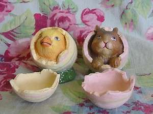Bethany Lowe Easter Hatching Bunny and Chick Eggs Set of 2 NWT  