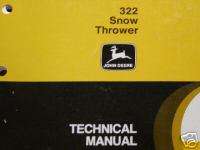 John Deere 322 Snow thrower Technical manual  