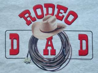 New RODEO DAD T Shirt Gray S Team Roping Cowboy Hat  
