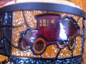 Vintage Plastic MACK TRUCK Tiffany Style Stained Glass Light Fixture 