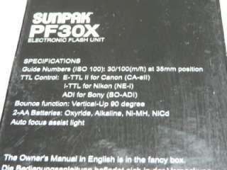 Sunpak PF30XN Digital SLR Camera Nikon Dedicated i TTL  