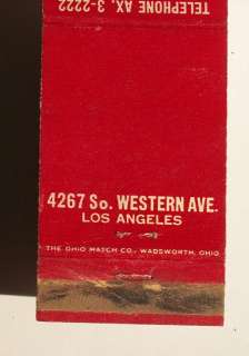 1950s Matchbook Old Dixie Southern Barbecue Los Angeles  