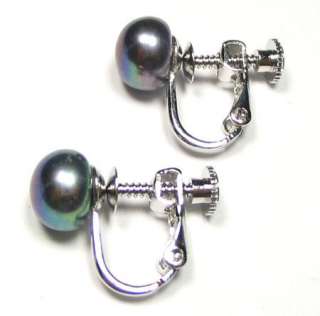 gorgeous genuine aaa grade black pearl screw post earring studs