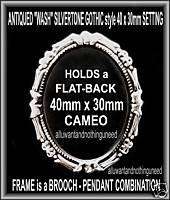 GOTHIC ANT SILVERTONE 40 x 30mm CAMEO SETTING FRAME W  