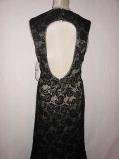 NWT Adrianna Papell Black Lace Open Back Gown E! Red Carpet 12 $280 