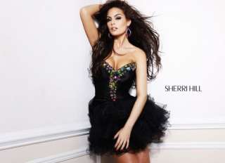 Sherri Hill 2912 Strapless Ruffled Short Dress Black/Multi New Prom 0 