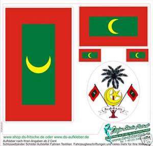 Malediven Auto Aufkleber Fahnenn set m Wappen  