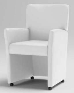   Esszimmerstuhl Loungesessel Sessel mit Rollen aus Kunstleder Weiß Neu