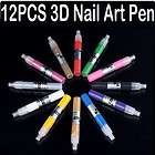 12 12PCS Colours Colors Nail Art Polish 3D drawing Draw