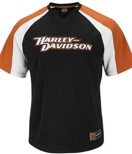 Harley Davidson Script Mens Polyester Black V Neck Mesh T Shirt  
