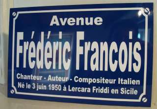   PLAQUE de Rue Frederic FRANCOIS