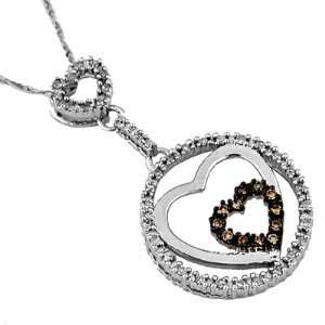   White gold Diamond and Brown Diamond Heart Necklace Grande Jewelry