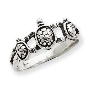  Sterling Silver Antiqued Turtle Ring Size 6 Jewelry
