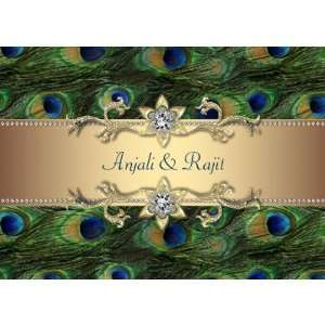  Emerald Green Gold Royal Indian Peacock Wedding Greeting 