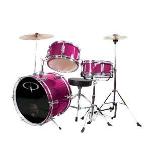   Complete Junior Drum Set (Pink, 3 Piece Set) Musical Instruments