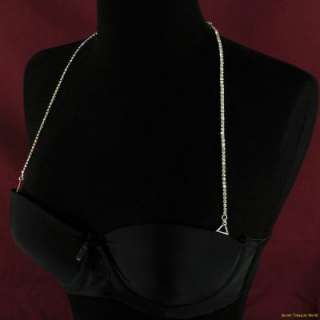   Row Clear Diamante Fashion Bra Straps Silver Black #BS1028  