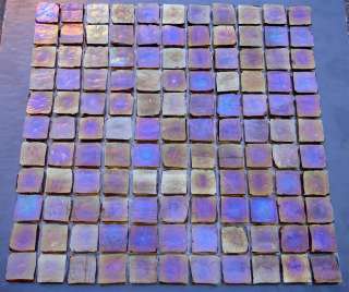 Iridescent Amber 12x12 Rustic Glass Tile Mosaic Sheet (1x1 Tiles 
