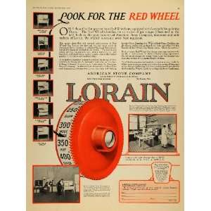  1927 Ad American Stove Co Lorain Red Wheel Gas Range 