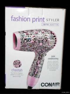   Cheetah Pink & Black Animal Print Ionic Hair Dryer Model #115WPT
