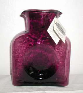 Blenko Glass Purple Amethyst Double Spout Water Pitcher New w/Tag 