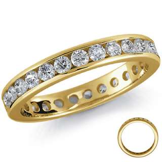8MM G H/VVS 1.00Ct Round Diamond Full Eternity Ring, 18K Yellow Gold 