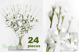 24 pcs Artificial Silk Flower Cherry Blossom x4 White  