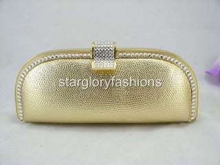 Exquisite Rhinestone Gold Framed Evening Handbag Purse Clutch EM 
