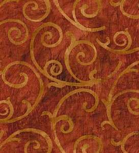 Wallpaper Designer Modern Rust Red Faux Gold Scroll  