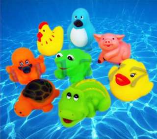 Lots 8 Baby Bath Toy Rubber Funny Squeak Animals  