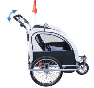 2IN1 DOUBLE KIDS BABY BIKE BICYCLE TRAILER STROLLER JOGGER JOGGING 