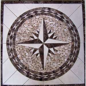  Marble Mosaic Floor Tile Medallion Star Design 32x32 