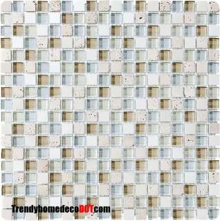   White stone Glass Mosaic Tile Kitchen Backsplash Bath Wall Sink  
