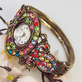   Colorful Swarovski Crystal Watch Cuff Bracelet Bangle Gift Hot  