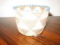 antique native american Pima miniature basket beaded  