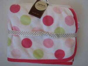 NWT Carters Ultra Soft Pink Polka Dot Baby Blanket  