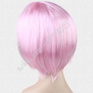Ladies Pink BOB Short Straight Wig Hair Cosplay Party  