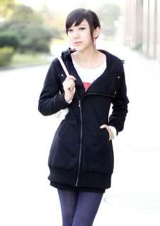 New Korean Style Womens Hooded Zipped Jackets Coats Hoodie Outerwear 