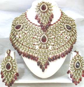 5115 Indian Bollywood Kundan Diamantes Bridal Necklace Set  