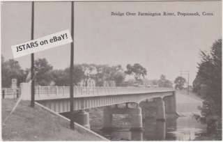 1930s POQUONOCK, CT, FARMINGTON RIVER BRIDGE POSTCARD  