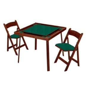 Kestell Folding Ranch Oak Card Combo Table with Dark Green Fabric 