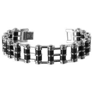   with Rubber 16mm wide Bike Chain Link Bracelet 8.25 inch Long: Jewelry