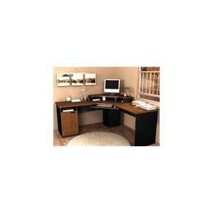   Corner Desk with Keyboard Shelf in Tuscany Brown & Black Home