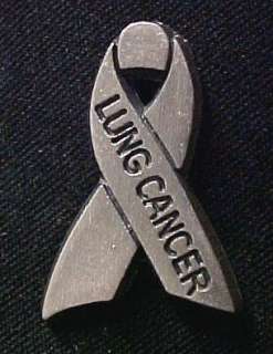 Lung Cancer Pewter Gray Awareness Ribbon Pin Tac NIB  