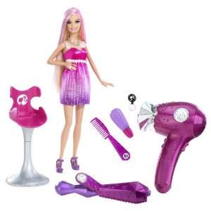  Barbie Loves Glitter Blowdryer Doll: Toys & Games