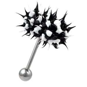   TONGUE Ring Barbell Soft Body Jewelry Vibe Bell Black & White Jewelry