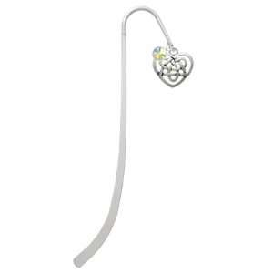  Silver Celtic Knot Heart Silver Plated Charm Bookmark with 