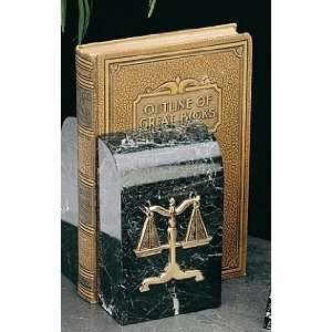   Marble Bookends with Legal Scales Brass Ornaments