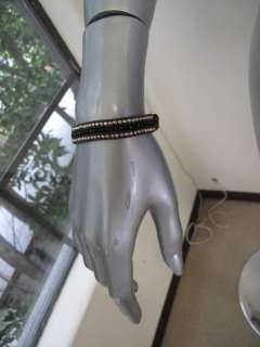 Chan Luu Brown Leather Black/Silver Beaded Bracelet  