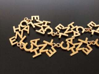 Authentic Vintage Chanel necklace choker gold logo pendant rare  