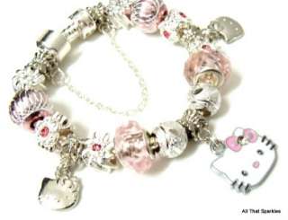 Pink Hello Kitty Child Girl Charm Bead Bracelet  
